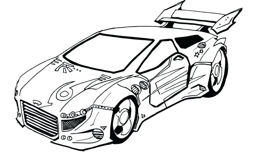 900x540 Car Drawing Template Cartoon Car Monochrome Contours On White
