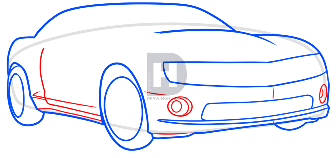 1080x510 How To Draw A Yellow Camaro, Step