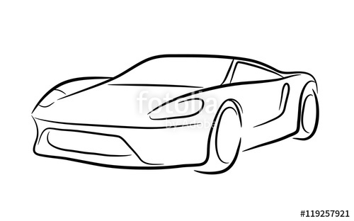 500x312 Exotic Car Outline A Hand Drawn Vector Contour Illustration
