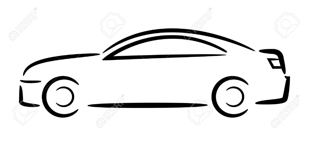 1300x615 Outline Sedan Car Drawing In Different Vector