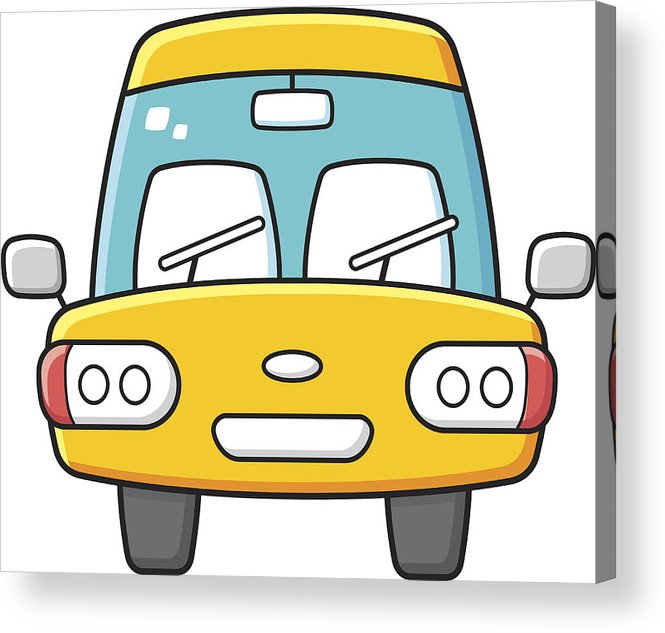 665x633 Yellow Car Front View Vector Acrylic Print