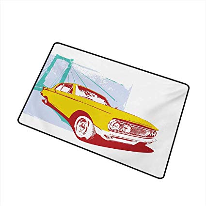 425x425 Duommhome Interior Door Mat Vintage Car Artwork