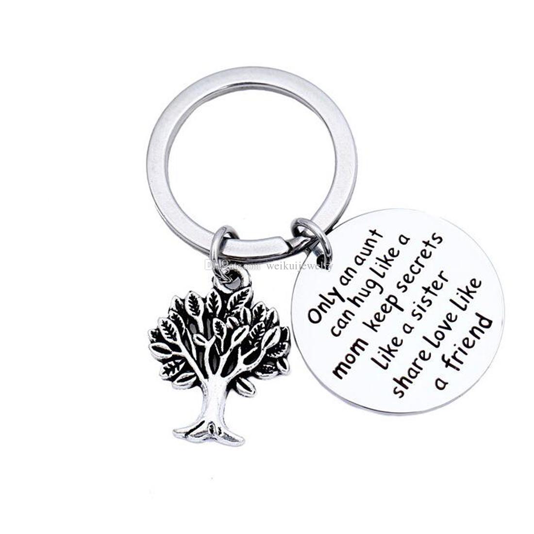 1100x1100 Round Silver Keychain Door Car Key Chain Life Lucky Charm Pendant