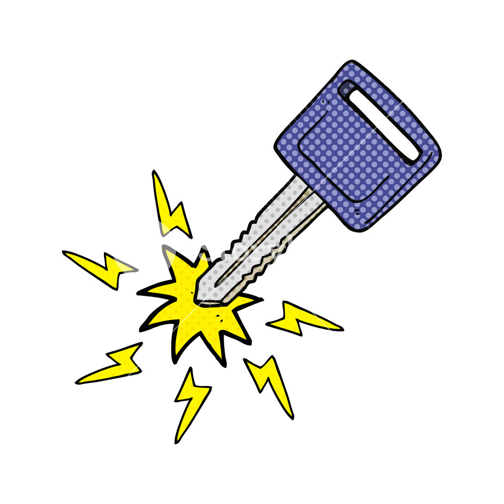 1000x1000 Freehand Drawn Cartoon Electric Car Key Royalty Free Stock Image