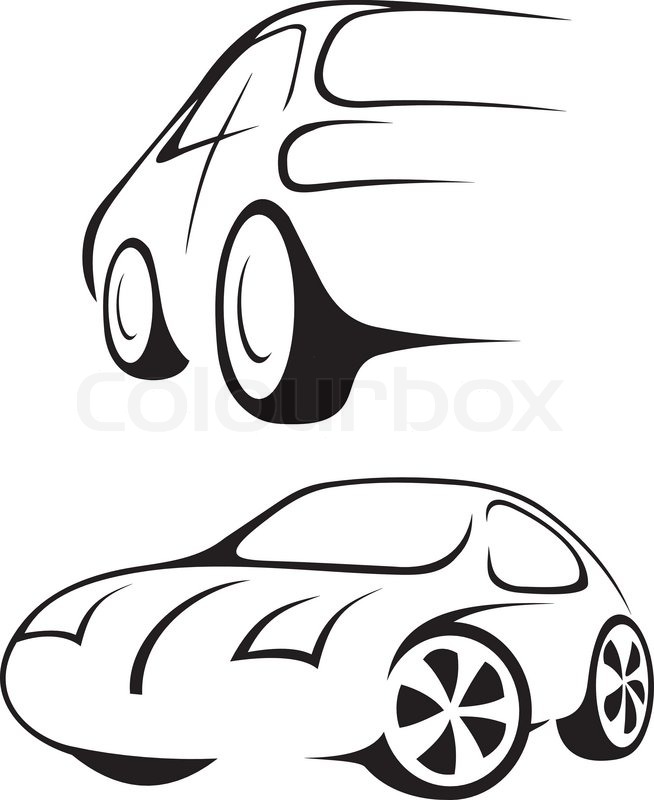 654x800 Cars Line Drawing In Black And White Stock Vector Colourbox