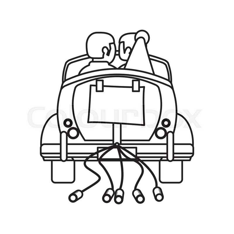 800x800 Couple Car Just Married Outline Vector Stock Vector Colourbox