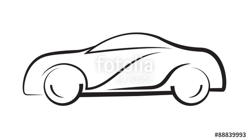 500x281 Car Side View Line Outline Silhouette Drawing Stock Image