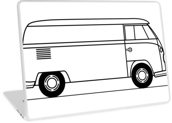 558x400 Splitscreen Transporter Side View Line Drawing Laptop Skins