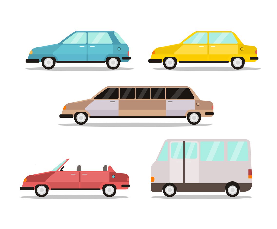 1136x936 Various Cars Side View Vector Vector Art Graphics