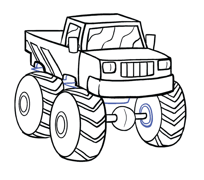 678x600 How To Draw A Monster Truck In A Few Easy Steps Easy Drawing Guides