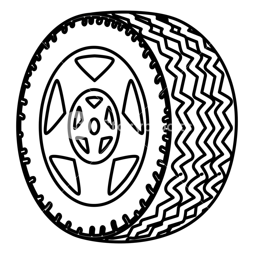 1000x1000 Tire Car Wheel Icon Vector Illustration Design Royalty Free Stock