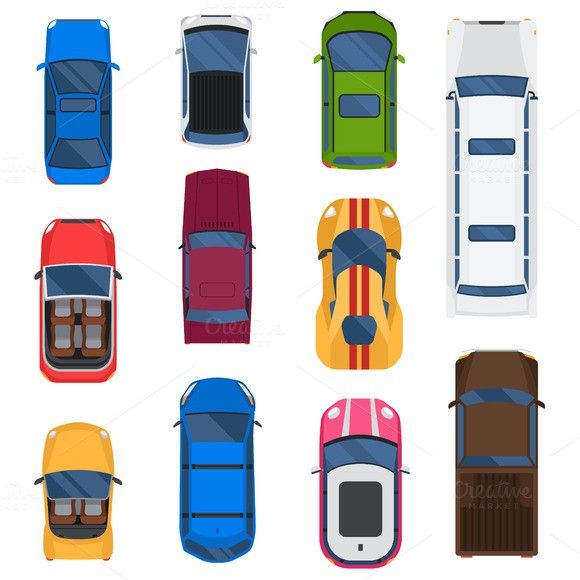 580x580 Car Top View Vector Set Illustrations In Car Top View