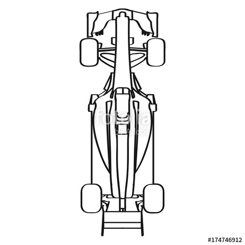 500x500 Top View Of A Racing Car, Outline Vector Illustration Stock Image