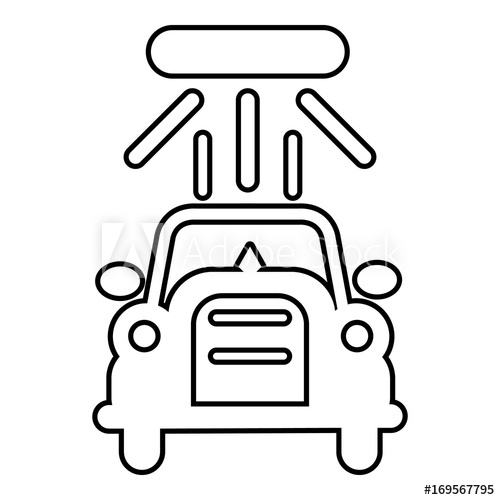 500x500 Car Wash Icon, Outline Style