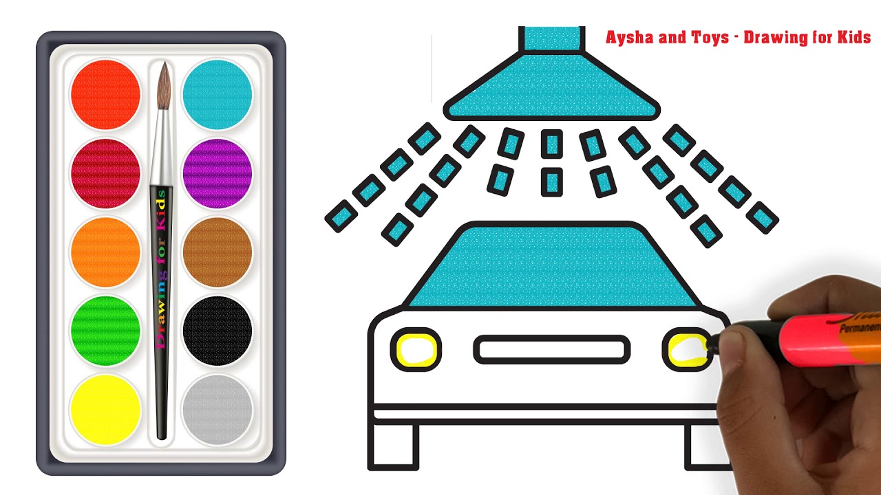 1280x720 Glitter Car Wash Coloring And Drawing For Kids Toddlers Aysha