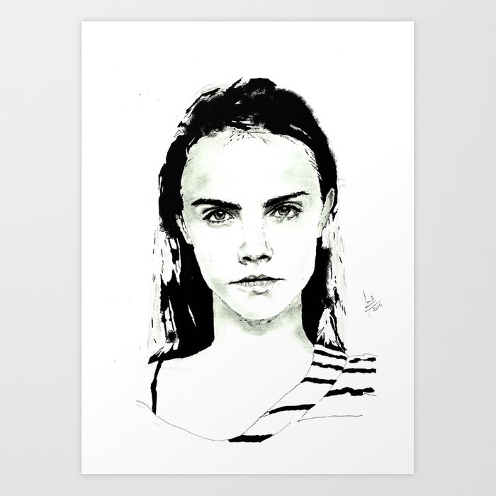 700x700 Cara Delevingne Portrait Art Print