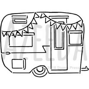 300x300 'bunting Caravan' Wall Stencil Template