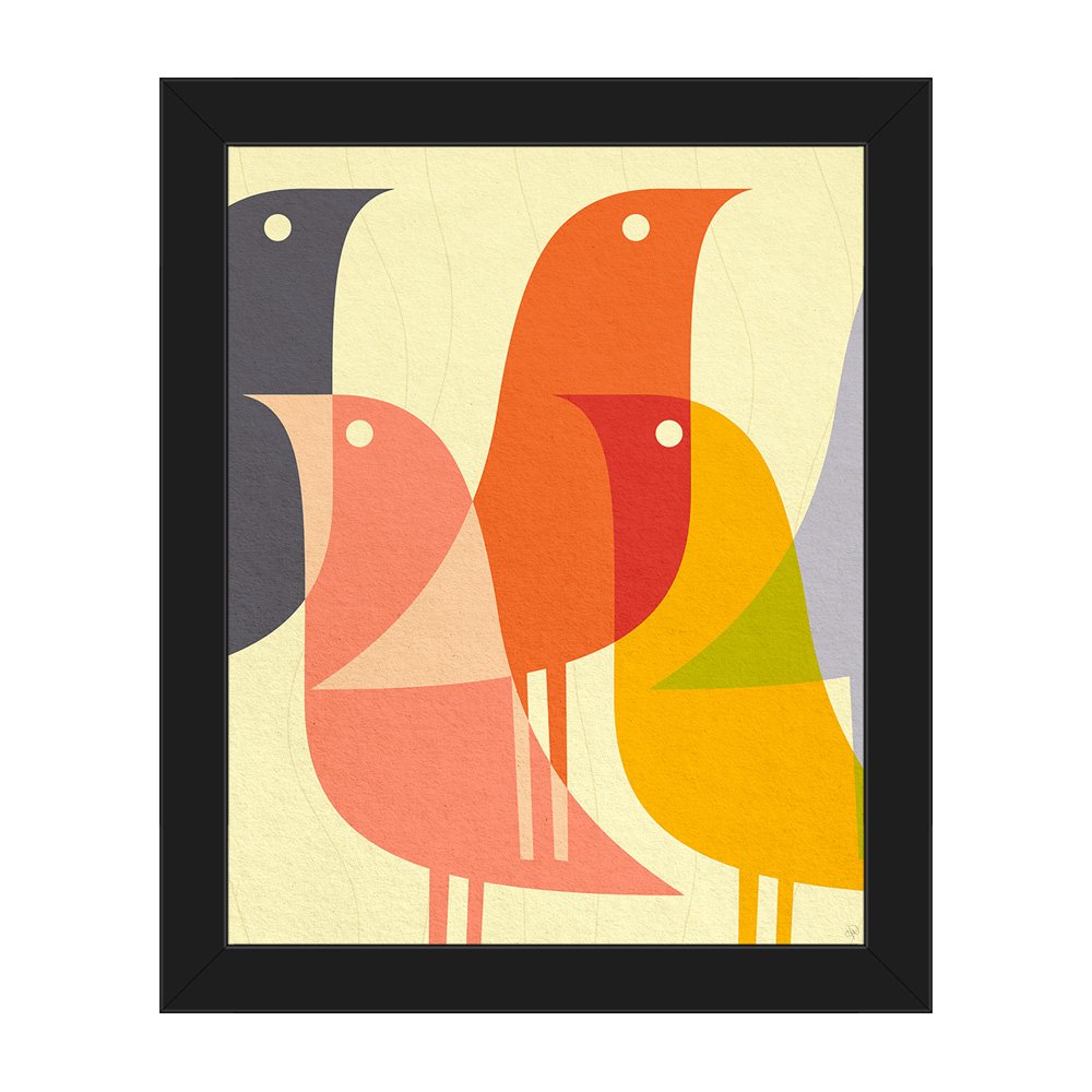 1000x1000 retro bird caravan orange mid century retro modern