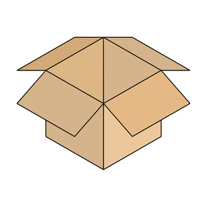300x300 Line Drawing Of An Open Cardboard Box In Isometric Vector Royalty