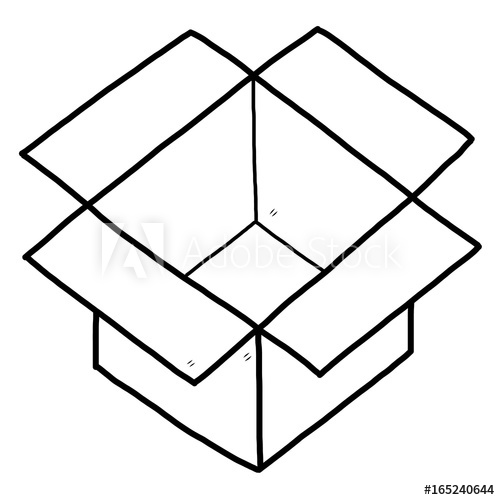 500x500 Cardboard Box Cartoon Vector And Illustration, Black And White