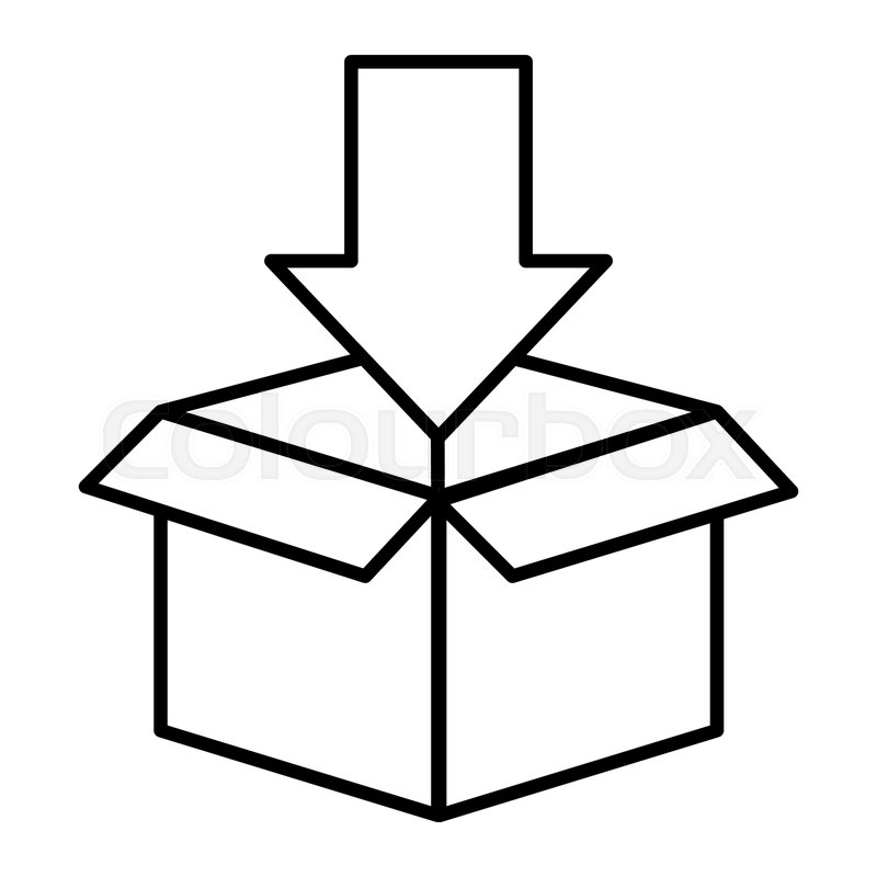 800x800 Box With Arrow Down Thin Line Icon Stock Vector Colourbox
