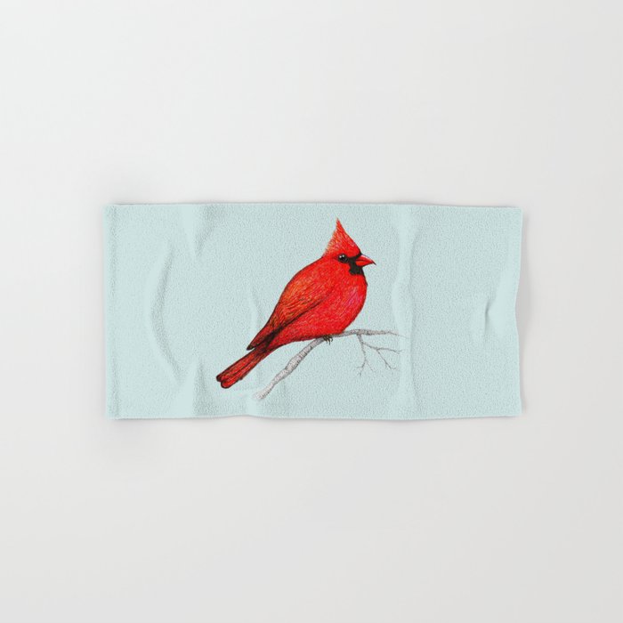 700x700 Northern Cardinal Pen Drawing Hand Bath Towel