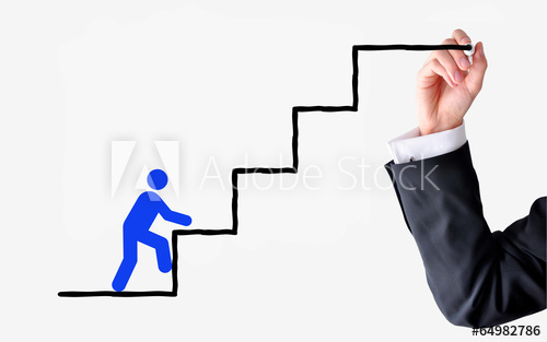 500x313 Businessman Hand Drawing Ladder Suggesting Career Ascension