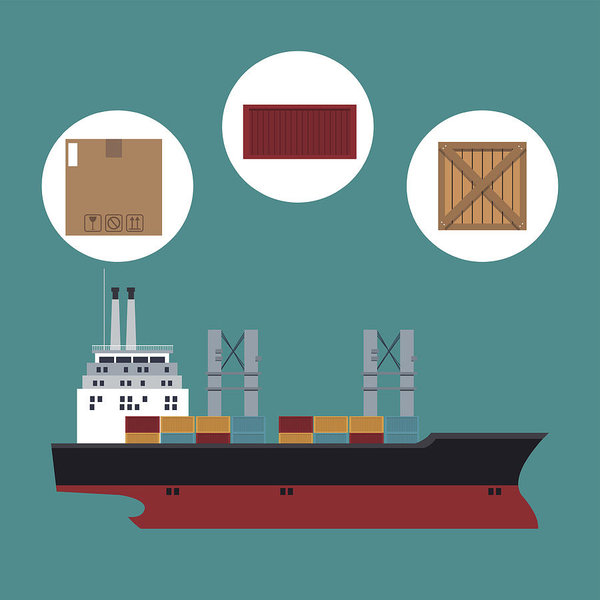 600x600 Big Ship Cargo Shipping Container Cardboard Box Art Print