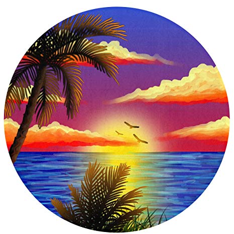 466x466 Huangwei Drawings Of Scenery Of Sunset Round Door Mat