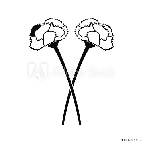 500x500 Two Carnation Flowers Black Icon