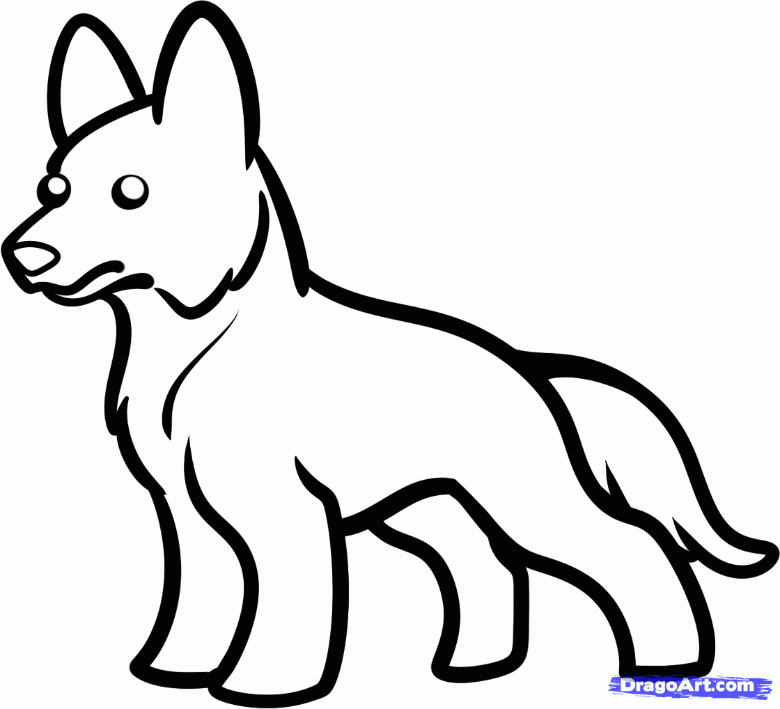 1120x1018 Step How To Draw A German Shepherd For Kids