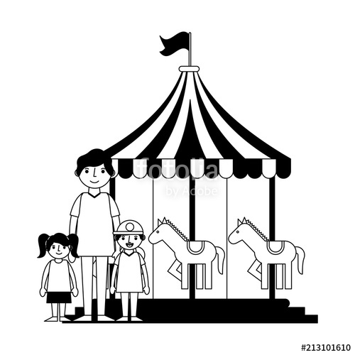 500x500 Happy Family In The Carousel Stock Image And Royalty Free Vector
