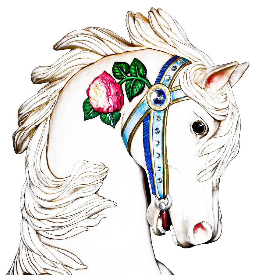 837x900 Princess Carousel Horse Photograph