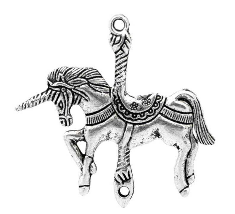 794x723 Unicorncarousel Horse Pendantconnector Double Sided Sold Etsy
