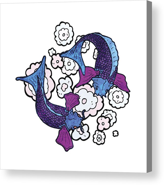 666x750 koi carp tattoo illustration acrylic print