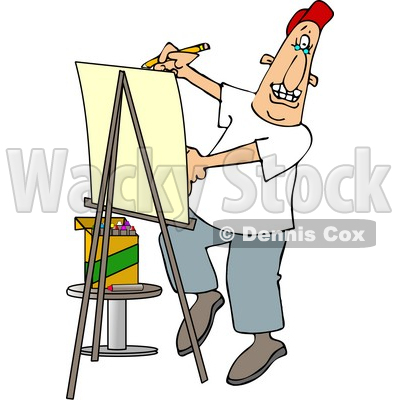 400x400 Artist Drawing Caricature On Posterboard Clipart Djart