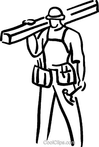 325x480 carpenter with hammer and lumber royalty free vector clip art