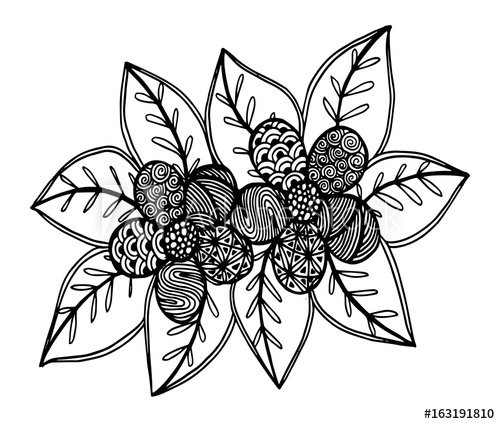 500x424 Doodle Floral Pattern In Black And White