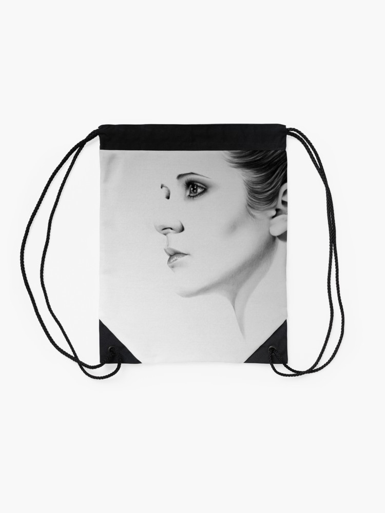 750x1000 carrie fisher minimal portrait drawstring bag