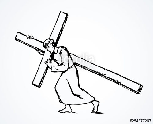 500x405 Men Carry The Cross Vector Drawing Stock Image And Royalty Free