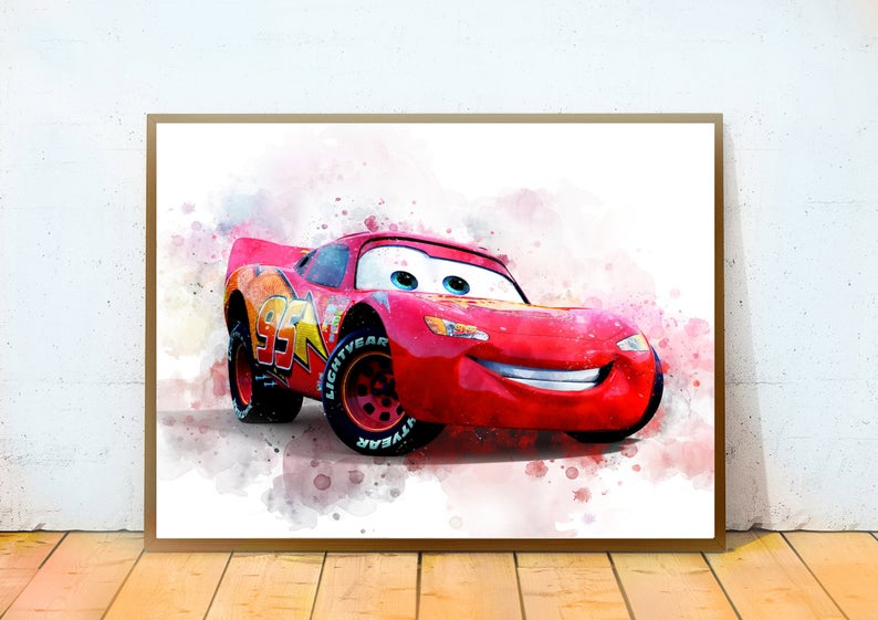794x561 Lightning Mcqueen Disney Cars Print Cars Disney Watercolor Etsy