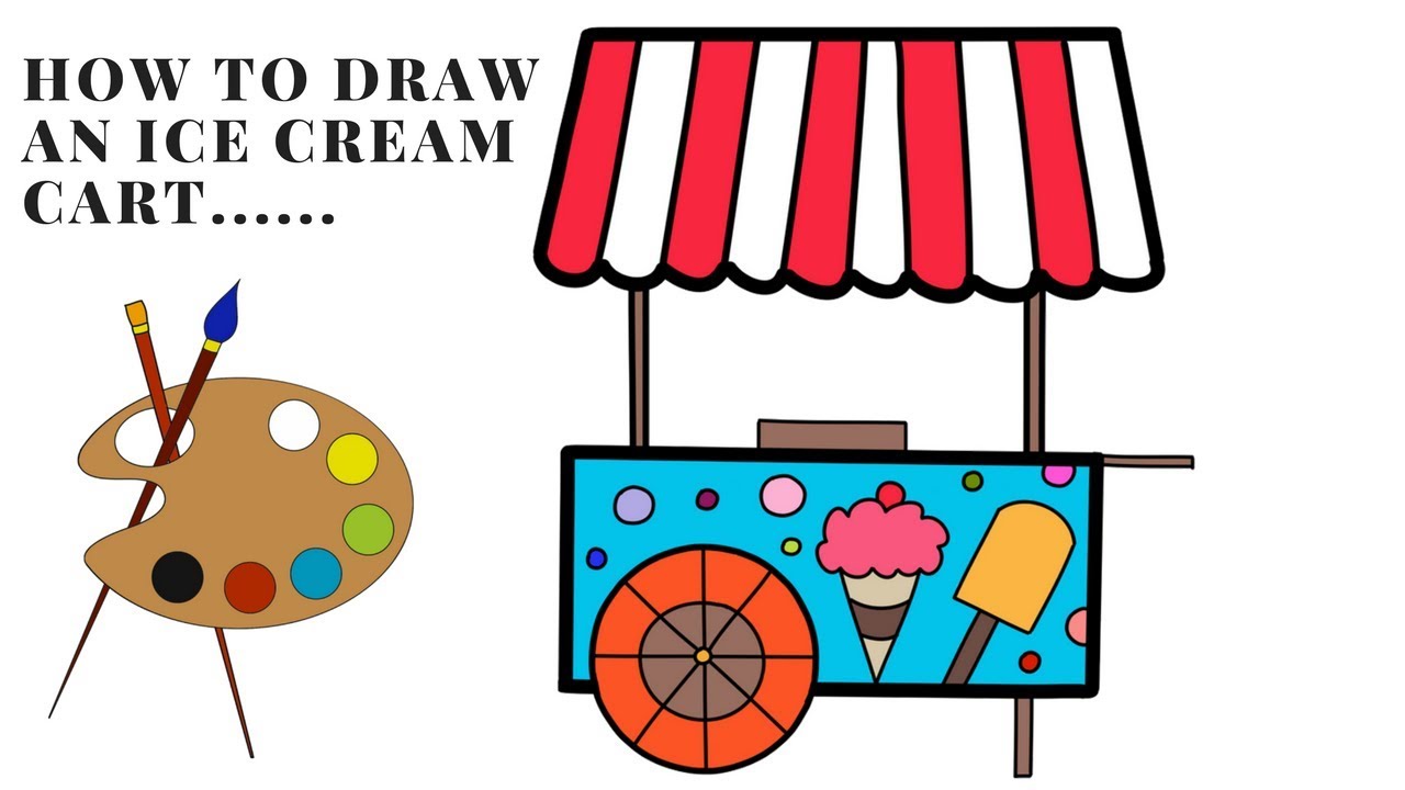 1280x720 How To Draw Ice Cream Cart Coloring Ice Cream Cart Coloring