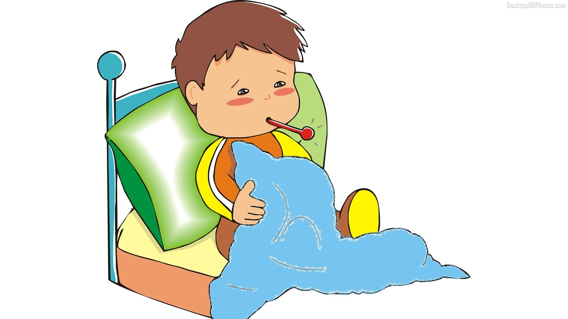 1920x1080 Sick In Bed Clipart Drawing Design Kids