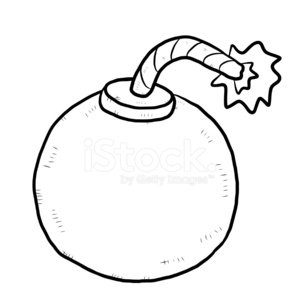 300x300 Bomb Cartoon Black And White Premium Clipart