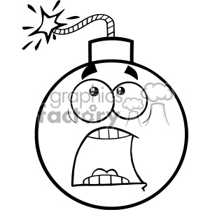 300x300 Royalty Free Rf Clipart Black And White Funny Bomb Face