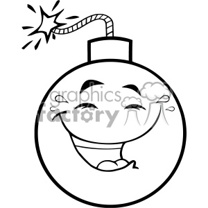 300x300 Royalty Free Rf Clipart Black And White Happy Bomb Face