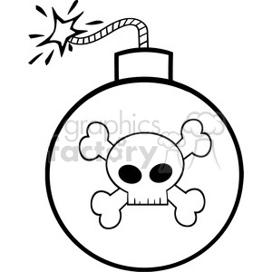 300x300 Royalty Free Rf Clipart Illustration Black And White Cartoon Bomb