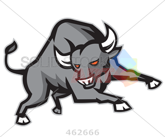 340x283 Stock Illustration Of Cartoon Drawing Of Charging Bull With Red