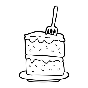 300x300 Black And White Cartoon Slice Of Cake Royalty Free Stock Image