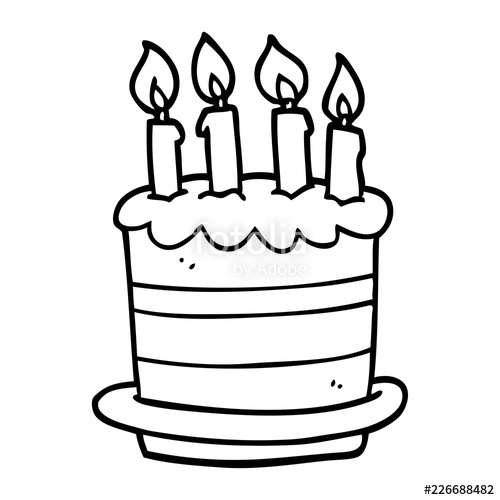 500x500 Line Drawing Cartoon Birthday Cake Stock Image And Royalty Free